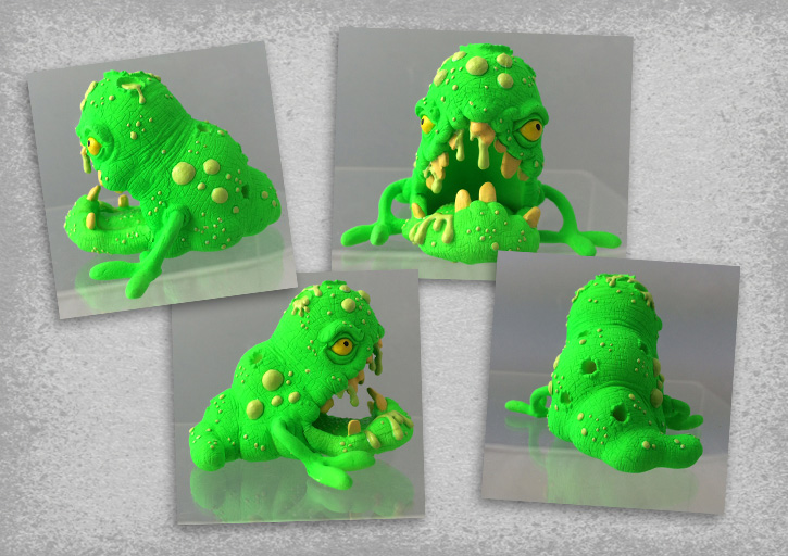 FUNGUS AMUNGUS 3D PRINTED COLOUR IN DIFFERENT ANGLES