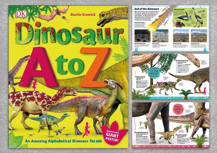DINOSAUR A-Z BOOK COVER AND SPREADS