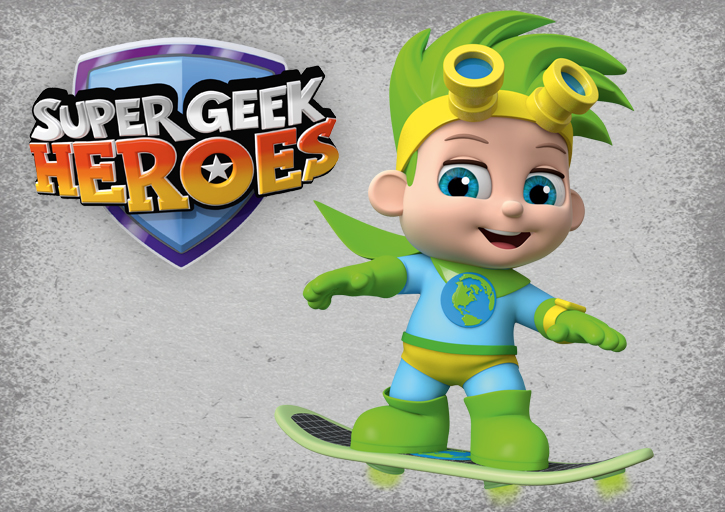 supergeek 3d main character and logo