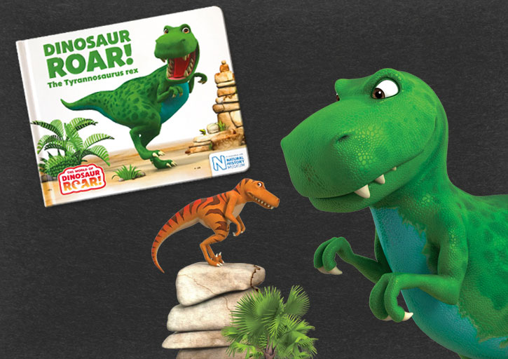 DINOSAUR ROAR BOOK COVER AND TREX GRAPHIC
