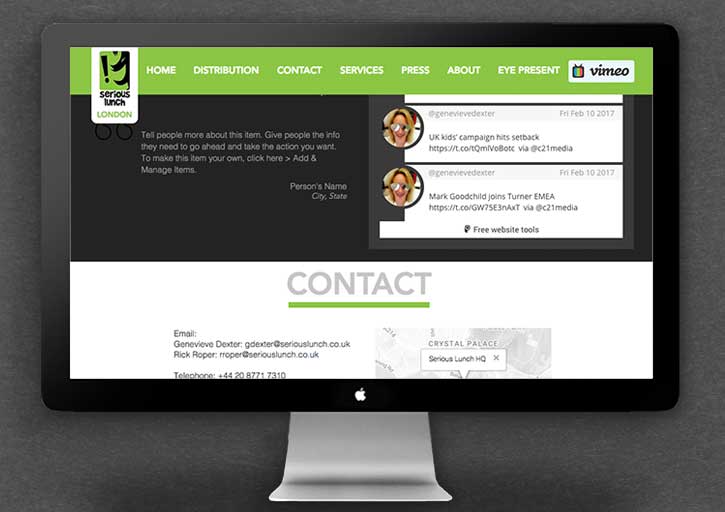 SERIOUS LUNCH WEBSITE CONTACT PAGE
